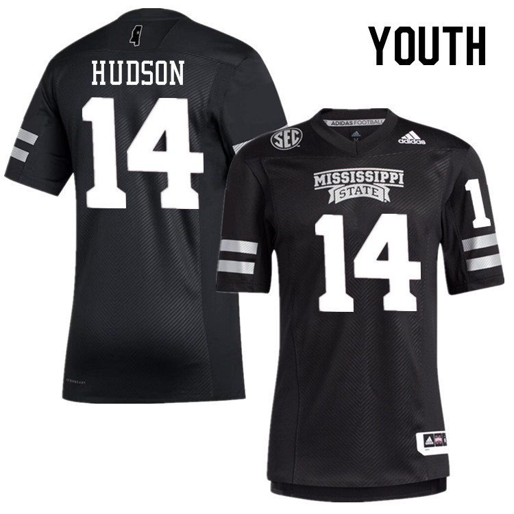 Youth #14 Trent Hudson Mississippi State Bulldogs College Football Jerseys Stitched-Black